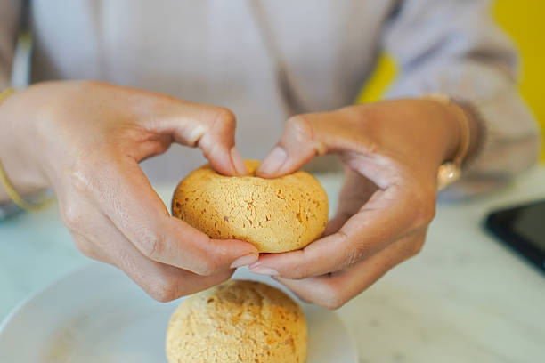close up hand open cake chewy durian
