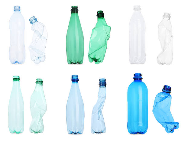 istock Whole and crumpled plastic bottles on white background, collage 2235326500