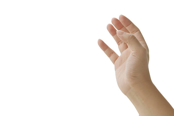 istock A single hand reaching out with slightly curved fingers on a white background. 2235326991