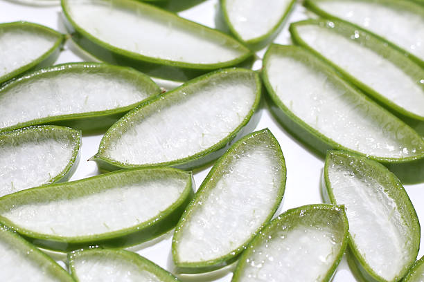 istock Sliced aloe vera pieces with translucent gel 2235328420