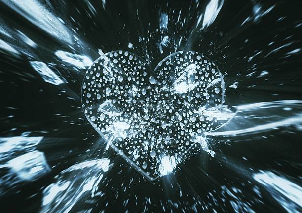 3d illustration of heart shaped blue splash on black background