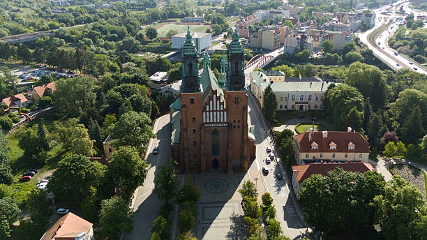 istock Drone view of Poznan Cathedral in summer greenery 2235357648