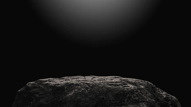 istock Rock, Stone Podium stand display advertising product, Production show with Studio Dark light wall room Background well free space for text, Cliff Rock granite Stone stage, Clipping paths 2235366261