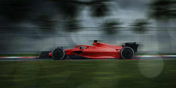 istock Race cars on 3D track without any branding. 2235369645