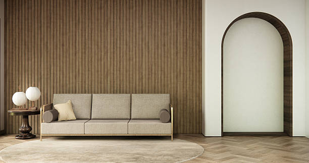 istock sofa armchair minimalist design on muji style.3D rendering 2235378178