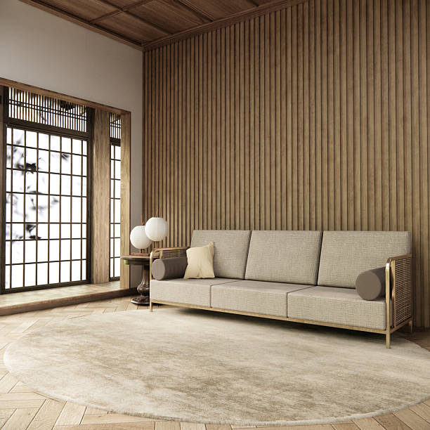 istock sofa armchair minimalist design on muji style.3D rendering 2235378181