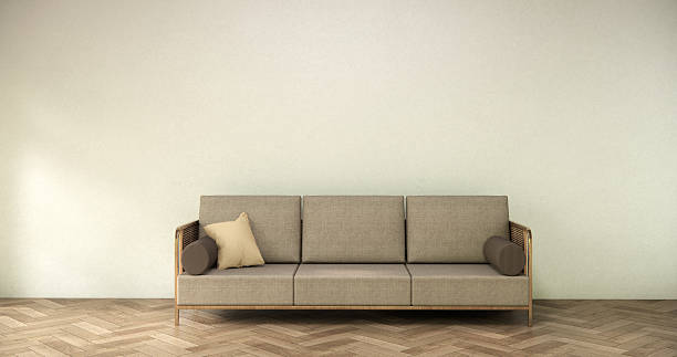 istock sofa armchair minimalist design on muji style.3D rendering 2235378202