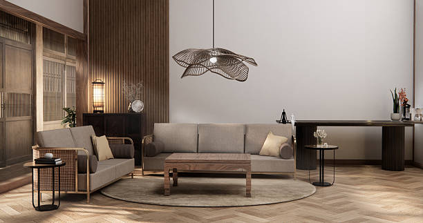 istock sofa armchair minimalist design on muji style.3D rendering 2235378275