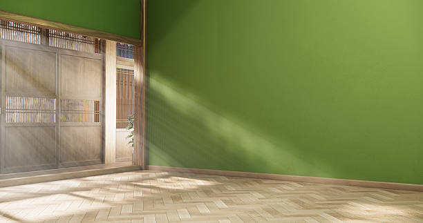 istock Empty - Clean green modern room japanese style.3D rendering 2235378508