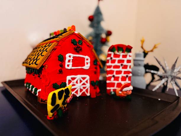 istock Festive Gingerbread Barn with Candy Decorations and Silo 2235381029
