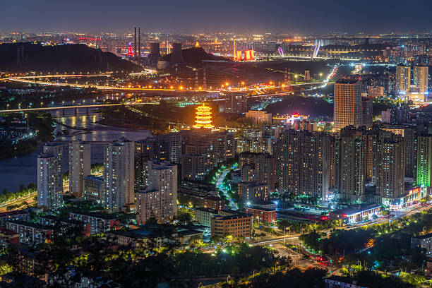istock Overlooking Bejing Mentougou district and Yongding river at night 2235385350