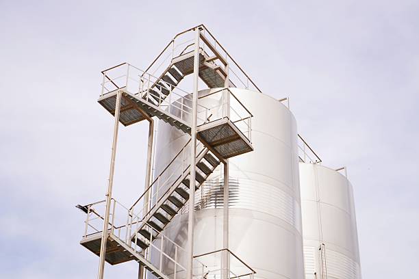 storage tank oil refinery factory on white backgrounds isolate.