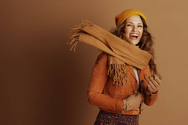 istock Cheerful Woman Laughing in Autumn Style 2235391325
