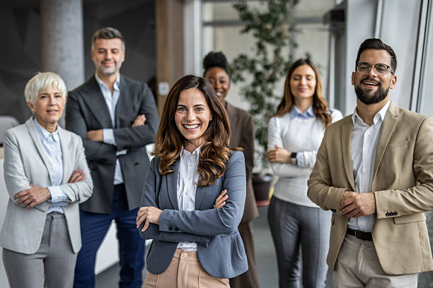 istock Group of diverse business people smiling at the camera 2235401837