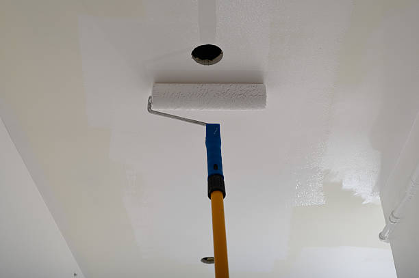 istock An interior painter applies white paint to the ceiling with a paint roller. 2235405792
