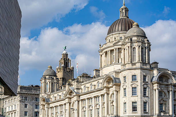 istock Ornate Buildings with Domes and Statues under a Cloudy Sky  in Liverpool, UK. 2235408092