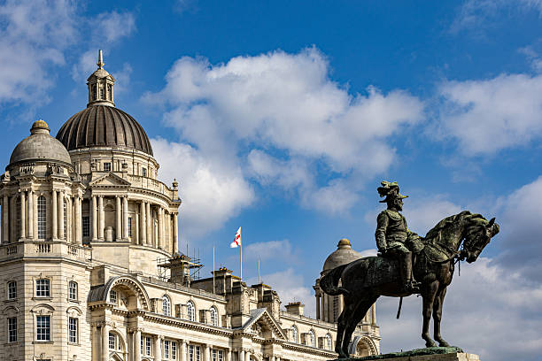 istock Equestrian Statue in front of Neoclassical Building  in Liverpool, UK. 2235408121