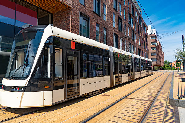 istock Modern tram in Odense Denmark on sunny day 2235416277