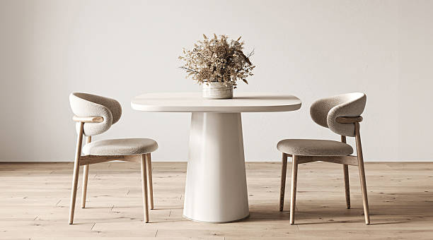 istock Neutral tones harmonize with wooden elements, exemplifying contemporary creative design. 3d rendering. High quality 3d illustration 2235417912