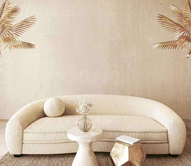 istock Abstract art and curved sofa in modern living space 2235418797