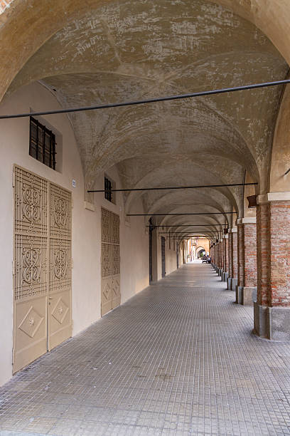 istock Arcades creating a covered walkway in Cherasco, Piedmont, Italy 2235420936