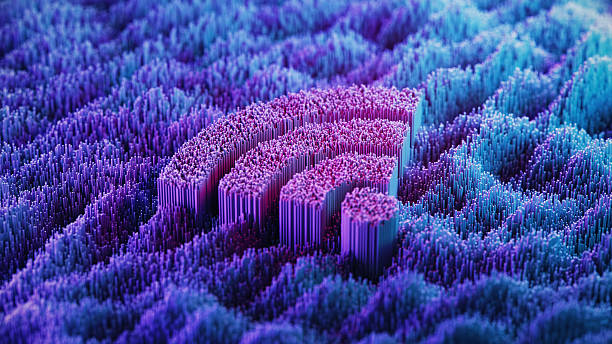 istock Wireless Technology on abstract digital landscape. Big data. Cyberpunk Colors. Purple-Blue. Block Shape. Wave and Grid Pattern. Digital Analyzing. 2235452540