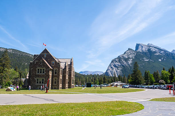 Banff, Canada - July 13, 2024: Banff National Park Administration Building in Summer Time.