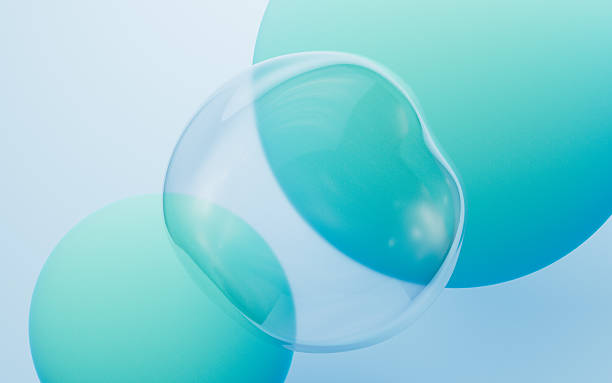 istock Cyan abstract bubbles and spheres background, mobile phone wallpaper, computer wallpaper, 3d rendering. 2235460385