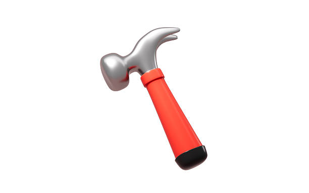 Cartoon hammer isolated in the white background, 3d rendering. 3d illustration.