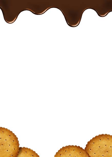 istock A delicious and cute background frame material realistically depicting melting, dripping chocolate and biscuits.  Vertical design. 2235461917