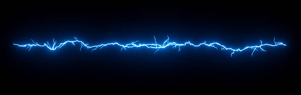 istock Cut out electric spark lighting on black backgrounds effect 3d render 2235485254