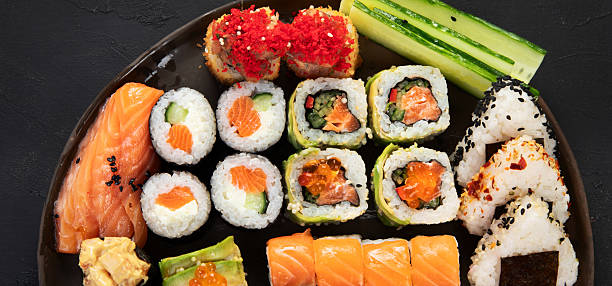 istock Sushi Set. Rolls, sushi of different types on a plate. 2235487623