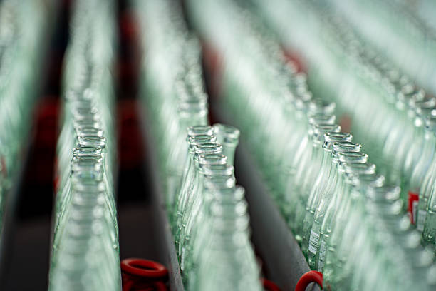 mineral healthy water in transparent purple plastic bags