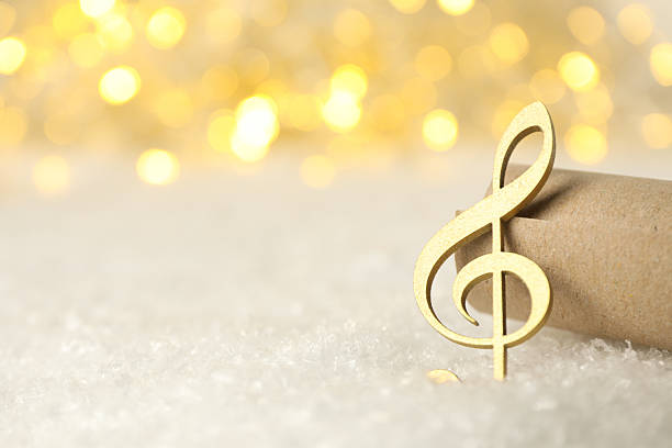 istock Musical, golden treble clef with a scroll. 2235492176