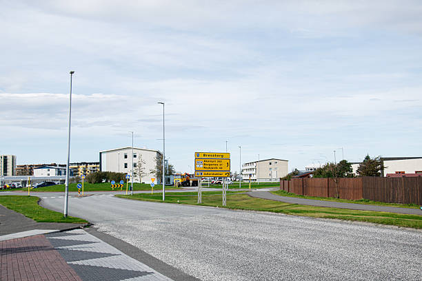 istock Traffic roundabout and signage in Akranes Iceland under a clear sky 2235496893