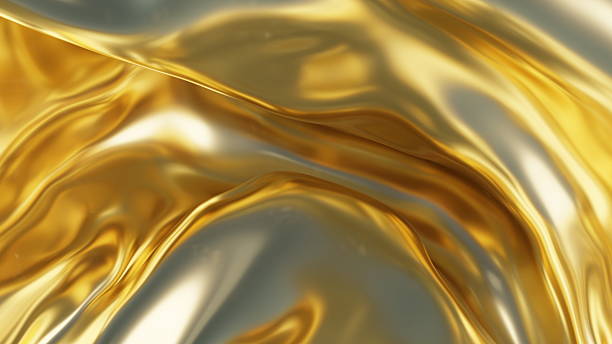 istock Shimmering golden silk showcases fluid movement and glossy textures, illuminated by gentle light that accentuates its luxurious appearance, ideal for design or fashion inspiration. 3d render 2235500458