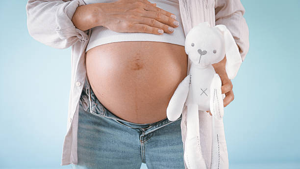 Pregnant Woman Holding Teddy Bear