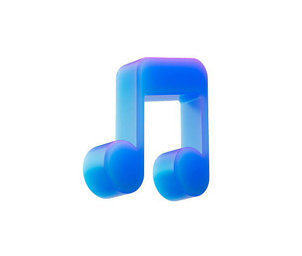 istock 3D Glossy blue musical note icon with dual quavers and soft glow, 3D Illustration 2235508698