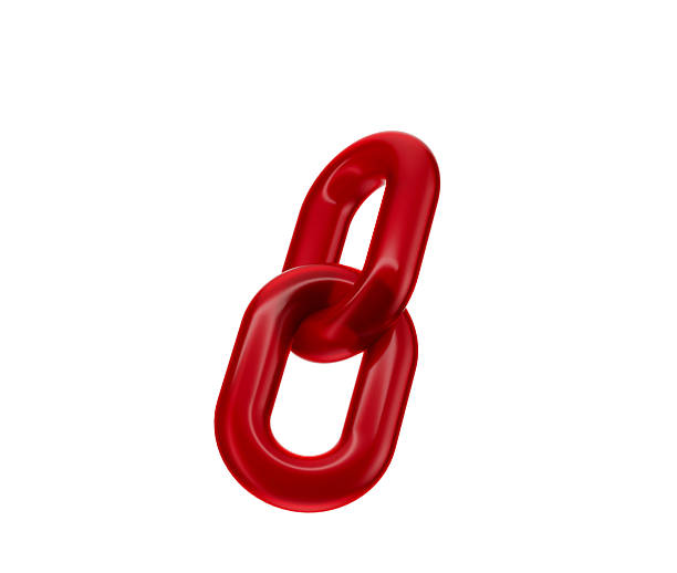 istock 3D Red chain link icon with a glossy finish, symbolizing connection and unity. 3d illustration 2235508786