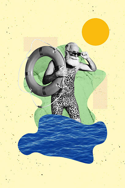 istock 3D collage trend artwork composite sketch poster of aged man sunglass hand hold float ring sea swim agency trip voyage tourist abroad 2235517034