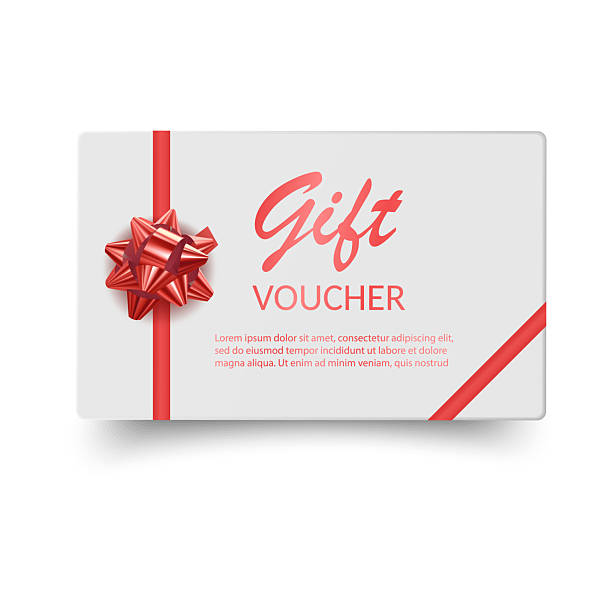 istock Gift card Gift Voucher with Red Ribbon Bow Certificate, Card, or Invitation Template 2235517583