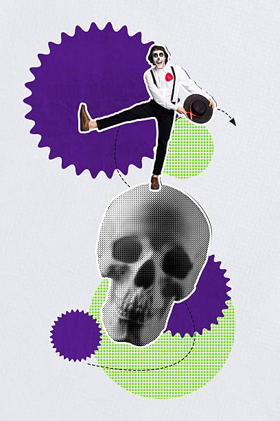 istock Banner 3d sketch image collage of happy latino devil man dance skull head skeleton mystical halloween party clubbing spooky season 2235518240