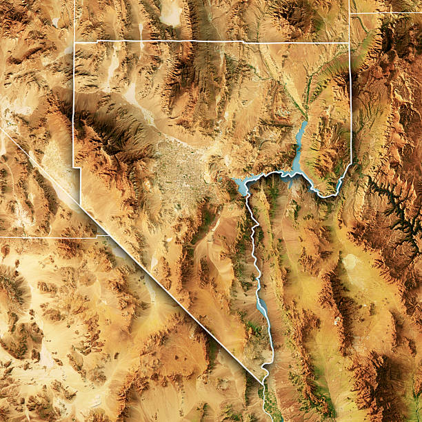 istock Clark County Satellite Topographic Map 3D Render Color Border 2235521661