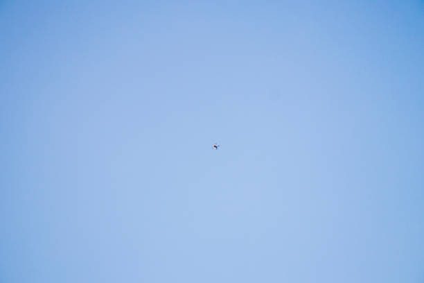 Shot of the FPV drone high in the sky