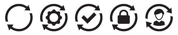 ÐÑаÑика и иллÑÑÑÑаÑии Update icon set. Sync process. Synchronisation icons. Simple element from data organisation. Vector illustratio repetition stock illustrations