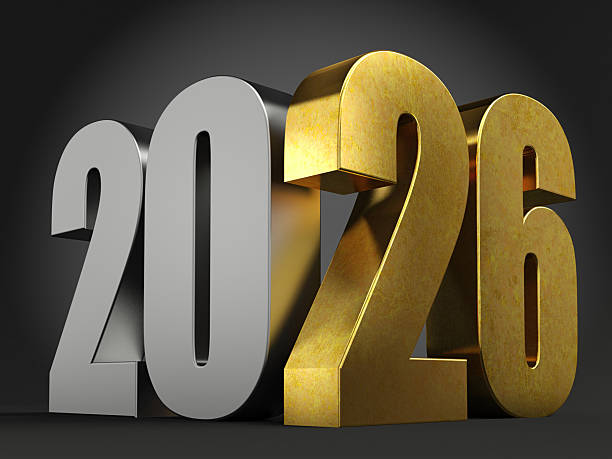 istock Golden 3D 2026 on Black Background 2235545038
