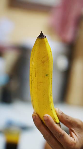 istock Ripe yellow banana held in hand. 2235552104