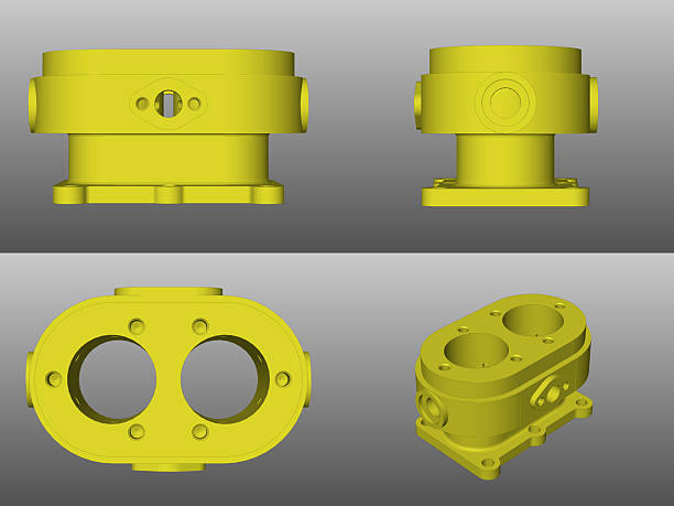 cad drawing gear pump block cylinder compressor ,technical drawing in 3D, hydraulic pump sketch, model library