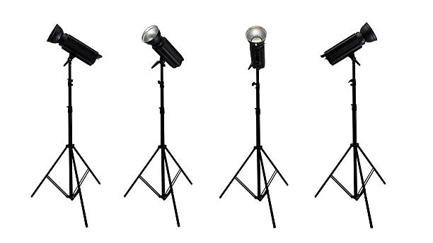 istock Set of professional studio lighting equipment with a tripod isolated over a white background 2235564781