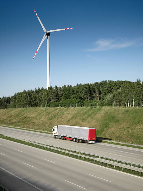 istock Sustainable transport with wind turbine 2235566086